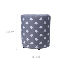 Home&Styling Pouf STARS, 30 cm, šedá barva