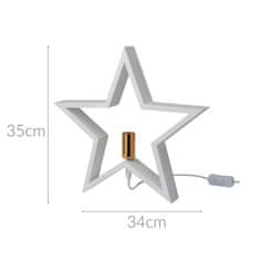 Home&Styling Vánoční svícen ve tvaru hvězdy STAR, bílý, 35 cm