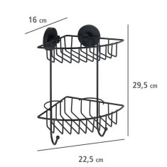 Wenko BARI Vacuum-Loc sprchová police, duplexní, kovová, černá