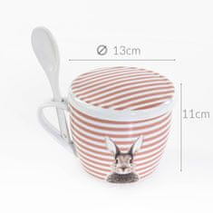 Boltze Porcelánový hrnek s víkem a lžicí FLUFFY, zajíček, 600 ml