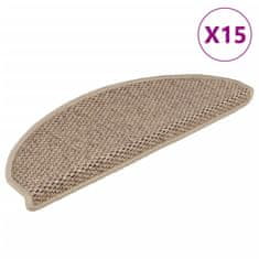 Vidaxl Samolepící nášlapy na schody vzhled sisal 15 ks 65x21x4 cm