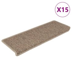 Vidaxl Samolepící nášlapy na schody vzhled sisal 15 ks 65x21x4 cm