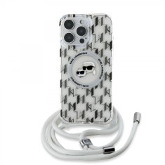 Karl Lagerfeld Zadní kryt IML Monogram Crossbody K&amp;CH Heads MagSafe pro iPhone 16 Pro Transparent