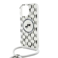 Karl Lagerfeld Zadní kryt IML Monogram Crossbody K&amp;CH Heads MagSafe pro iPhone 16 Pro Transparent