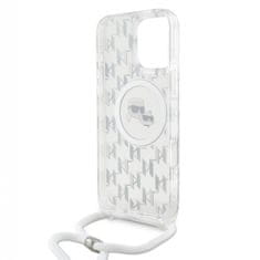 Karl Lagerfeld Zadní kryt IML Monogram Crossbody K&amp;CH Heads MagSafe pro iPhone 16 Pro Transparent