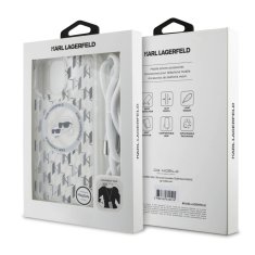 Karl Lagerfeld Zadní kryt IML Monogram Crossbody K&amp;CH Heads MagSafe pro iPhone 16 Pro Transparent