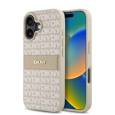 DKNY Zadní kryt PU Leather Repeat Pattern Tonal Stripe pro iPhone 16 Pink