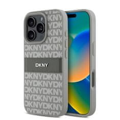 DKNY Zadní kryt PU Leather Repeat Pattern Tonal Stripe pro iPhone 16 Pro Max Beige