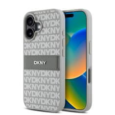 DKNY Zadní kryt PU Leather Repeat Pattern Tonal Stripe pro iPhone 16 Beige