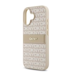 DKNY Zadní kryt PU Leather Repeat Pattern Tonal Stripe pro iPhone 16 Pink