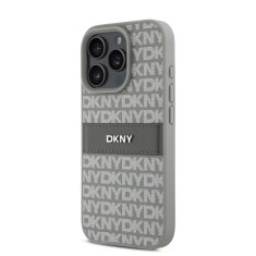 DKNY Zadní kryt PU Leather Repeat Pattern Tonal Stripe pro iPhone 16 Pro Beige