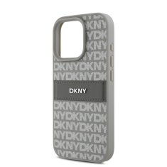 DKNY Zadní kryt PU Leather Repeat Pattern Tonal Stripe pro iPhone 16 Pro Beige