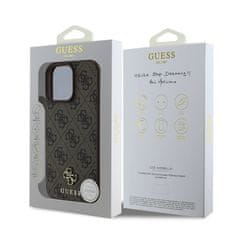 Guess Zadní kryt PU 4G Small Metal Logo MagSafe pro iPhone 16 Pro Brown