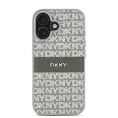 DKNY Zadní kryt PU Leather Repeat Pattern Tonal Stripe pro iPhone 16 Beige