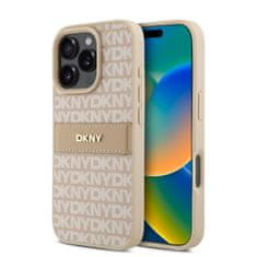 DKNY Zadní kryt PU Leather Repeat Pattern Tonal Stripe pro iPhone 16 Pro Pink