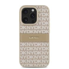 DKNY Zadní kryt PU Leather Repeat Pattern Tonal Stripe pro iPhone 16 Pro Pink