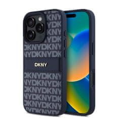 DKNY Zadní kryt PU Leather Repeat Pattern Tonal Stripe pro iPhone 16 Pro Max Blue