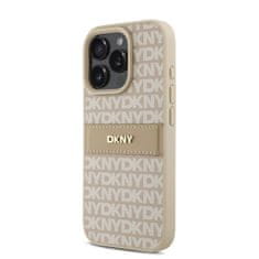 DKNY Zadní kryt PU Leather Repeat Pattern Tonal Stripe pro iPhone 16 Pro Pink