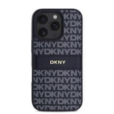 DKNY Zadní kryt PU Leather Repeat Pattern Tonal Stripe pro iPhone 16 Pro Blue