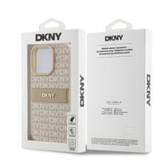 DKNY Zadní kryt PU Leather Repeat Pattern Tonal Stripe pro iPhone 16 Pro Pink