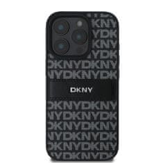 DKNY Zadní kryt PU Leather Repeat Pattern Tonal Stripe pro iPhone 16 Pro Black