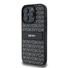 DKNY Zadní kryt PU Leather Repeat Pattern Tonal Stripe pro iPhone 16 Pro Black