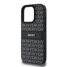 DKNY Zadní kryt PU Leather Repeat Pattern Tonal Stripe pro iPhone 16 Pro Black