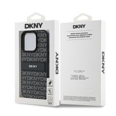 DKNY Zadní kryt PU Leather Repeat Pattern Tonal Stripe pro iPhone 16 Pro Black