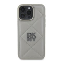 DKNY Zadní kryt PU Leather Quilted Stack Logo pro iPhone 16 Pro Max Grey