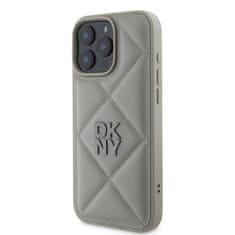 DKNY Zadní kryt PU Leather Quilted Stack Logo pro iPhone 16 Pro Max Grey