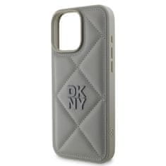 DKNY Zadní kryt PU Leather Quilted Stack Logo pro iPhone 16 Pro Max Grey