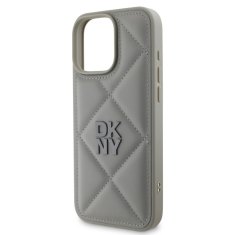 DKNY Zadní kryt PU Leather Quilted Stack Logo pro iPhone 16 Pro Grey