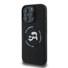 Karl Lagerfeld Zadní kryt Liquid Silicone K&amp;CH Heads MagSafe pro iPhone 16 Pro Black