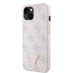 Guess  PU 4G Strass Triangle Metal Logo Zadní Kryt pro iPhone 15 Pink