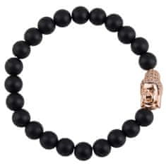 Feng shui Harmony Meditační náramek z černého kamene Buddha rose gold