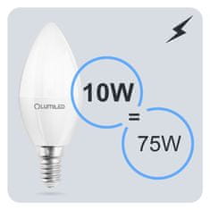 LUMILED 6x LED žárovka E14 B35 10W = 75W 990lm 4000K Neutrální bílá 180°