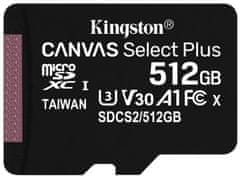 Kingston Canvas Select Plus 512GB microSD / UHS-I / CL10 / bez adaptéru