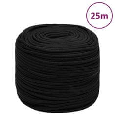 Vidaxl Pracovní lano černé 8 mm 25 m polyester