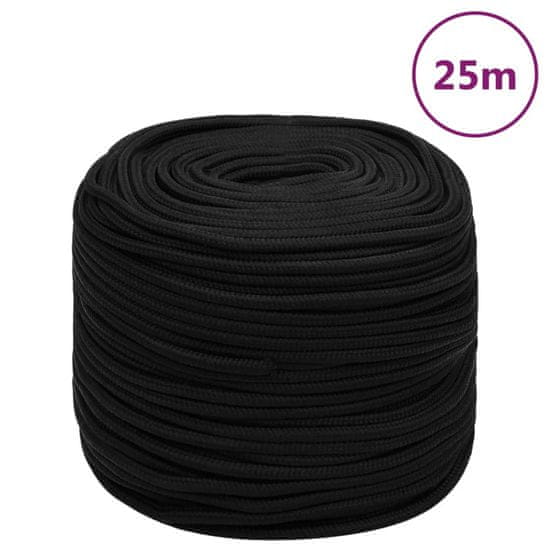 Vidaxl Pracovní lano černé 8 mm 25 m polyester