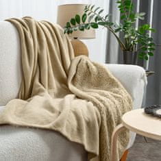 Eurofirany Přehoz na postel TEDY 70x160 Eurofirany světle béžový soft luxe + hřejivý fleece