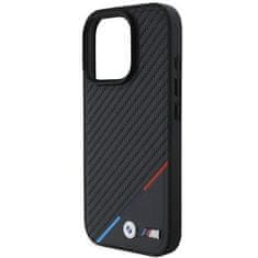 Bmw Hard obal na iPhone 16 PRO 6.3" BMW M MagSafe Carbon Tricolor Stripe Černé