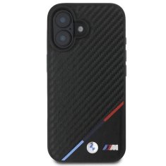 Bmw Hard obal na iPhone 16 6.1" BMW M MagSafe Carbon Tricolor Stripe Černé