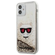 Karl Lagerfeld KLHCP12SLCGLGO hard silikonové pouzdro iPhone 12 Mini 5.4" gold liquid glitter Choupette