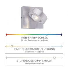 PAUL NEUHAUS PAUL NEUHAUS LED nástěnné svítidlo Q-MIA v barvě oceli s nastavitelnou barvou světla Smart Home ZigBee RGB plus 3000-5000K