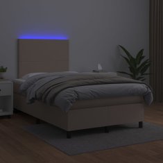 Vidaxl Box spring postel matrace a LED cappuccino 120x200cm umělá kůže