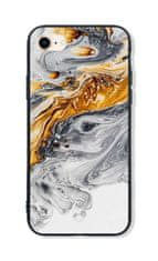 TopQ Kryt LUXURY iPhone SE 2020 pevný Marble šedo-zlatý 49248