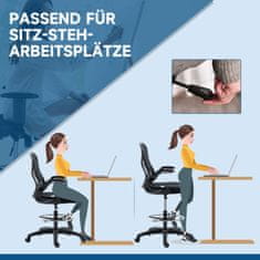 VINSETTO Kancelářská Židle Ergonomická Pracovní Židle S Nastavitelným Nožním Kruhem, 110-130 Cm Výškově Nastavitelná, Kolečka, Bederní Opěrka, Černá 