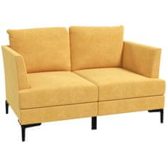 HOMCOM 2Místná Dvoumístná Pohovka V Plátěném Vzhledu, Loveseat V Retro Designu, Do 300 Kg, Žlutá, 137X80X87Cm Do Obývacího Pokoje 