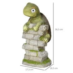 OUTSUNNY Turtle Sculpture With Led Solar Light Garden Ornament, 14,5" Outdoor Ornament For Lawn, Garden, Yard 