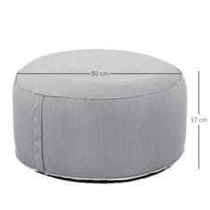 OUTSUNNY Ottoman, Nafukovací Podnožka, Podnožka Pro Vnitřní I Venkovní Použití, Nosnost Až 150 Kg, Polyester, Tmavě Šedá, 80 X 80 X 37 Cm 